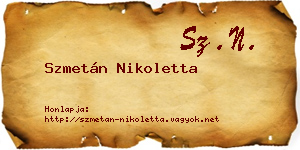 Szmetán Nikoletta névjegykártya